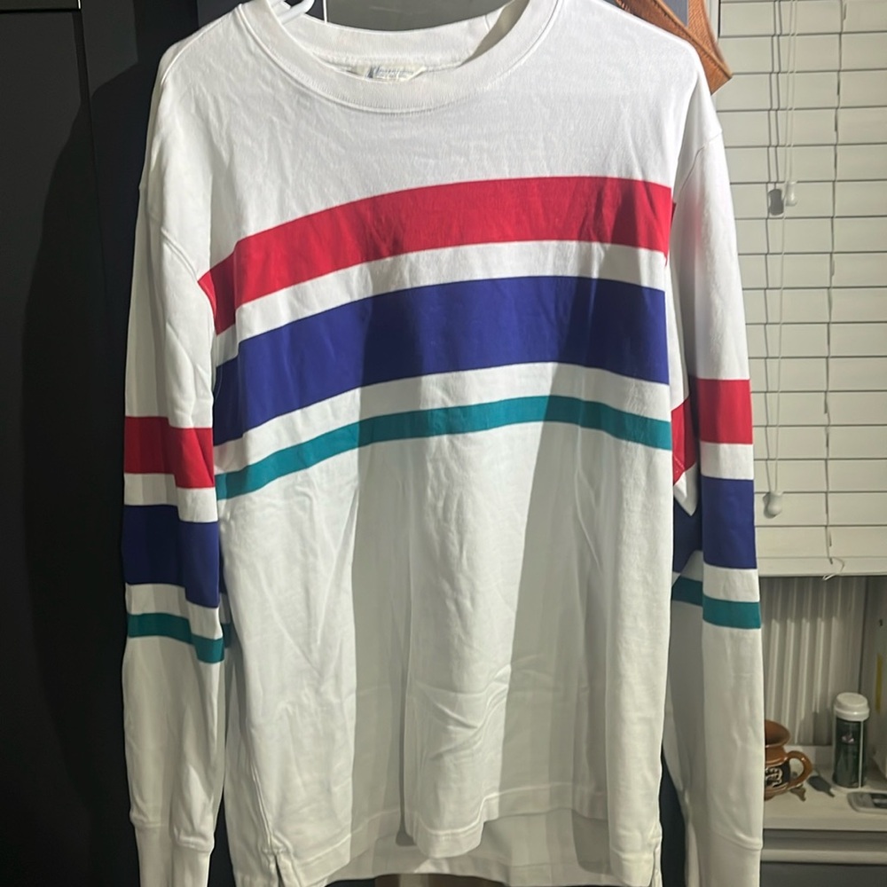 Rugby crewneck shirt in chest stripe